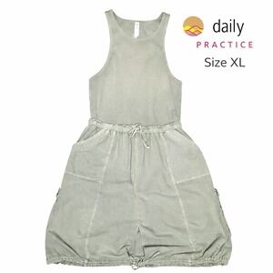 Daily Practice Anthropologie Sage Green Cargo Dress XL Ribbed Tank Bungee Hem